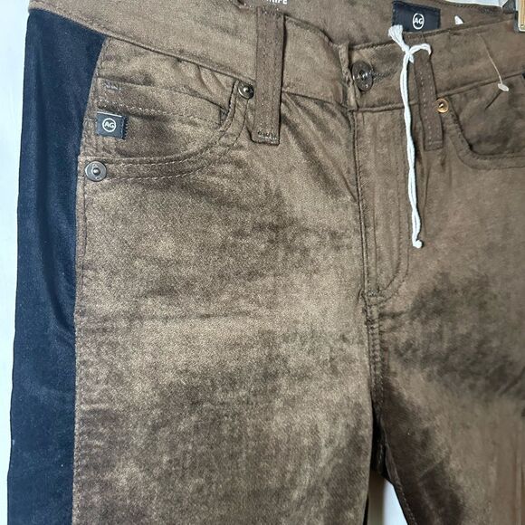 Adriano Goldschmied Mari Tuxedo Stripe Straight Brown Black Pants Women's 25 NWT - Picture 4 of 12